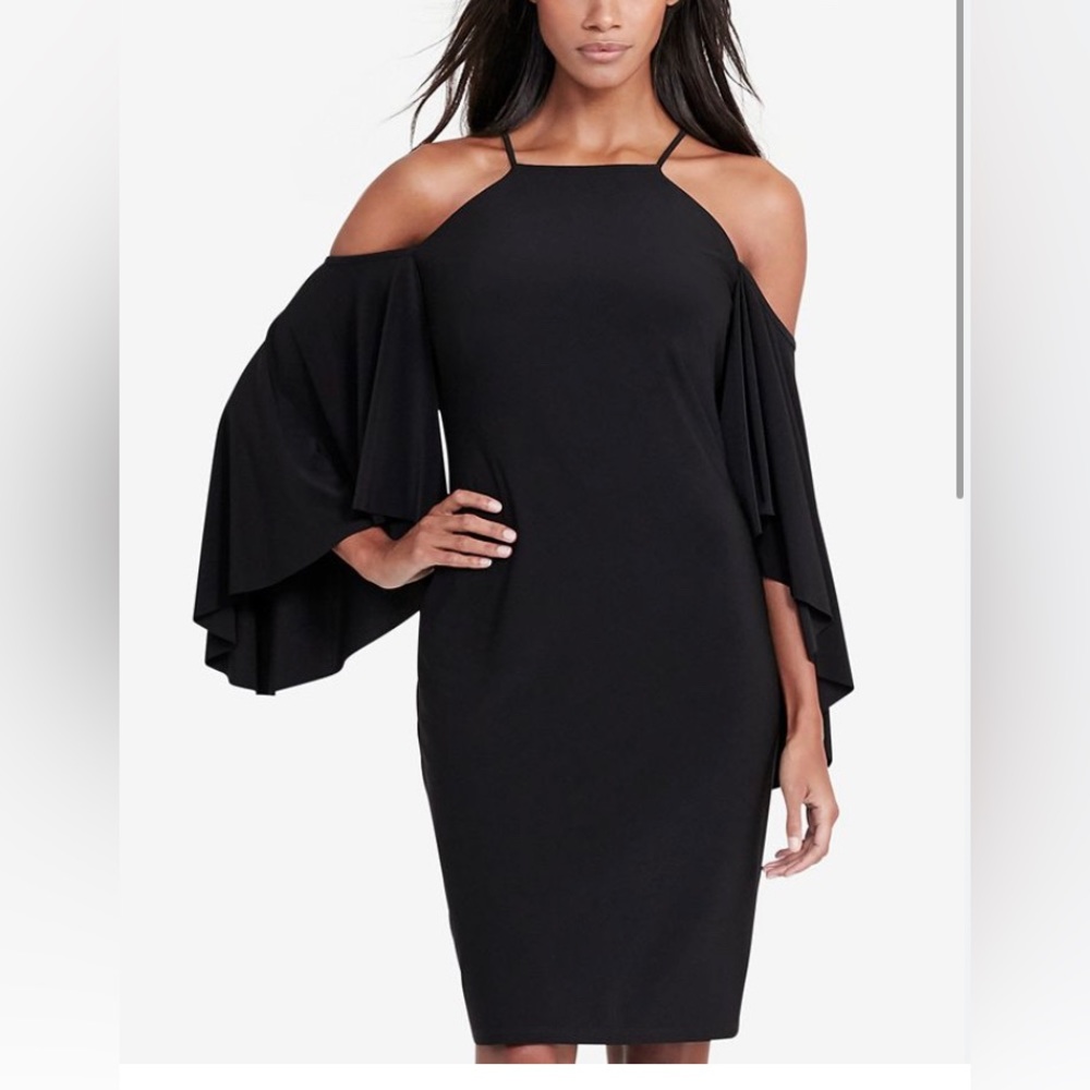 Sleek and romantic, this slim-fitting dress from Lauren Ralph Lauren